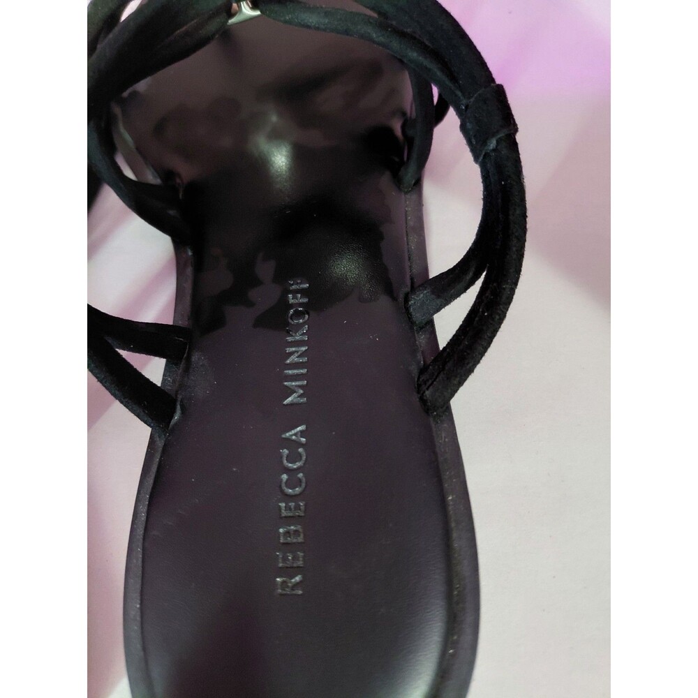 Rebecca Minkoff Black Suede Strappy Ankle Wrap Around Sandals Women's Size 7.5 - Picture 5 of 7
